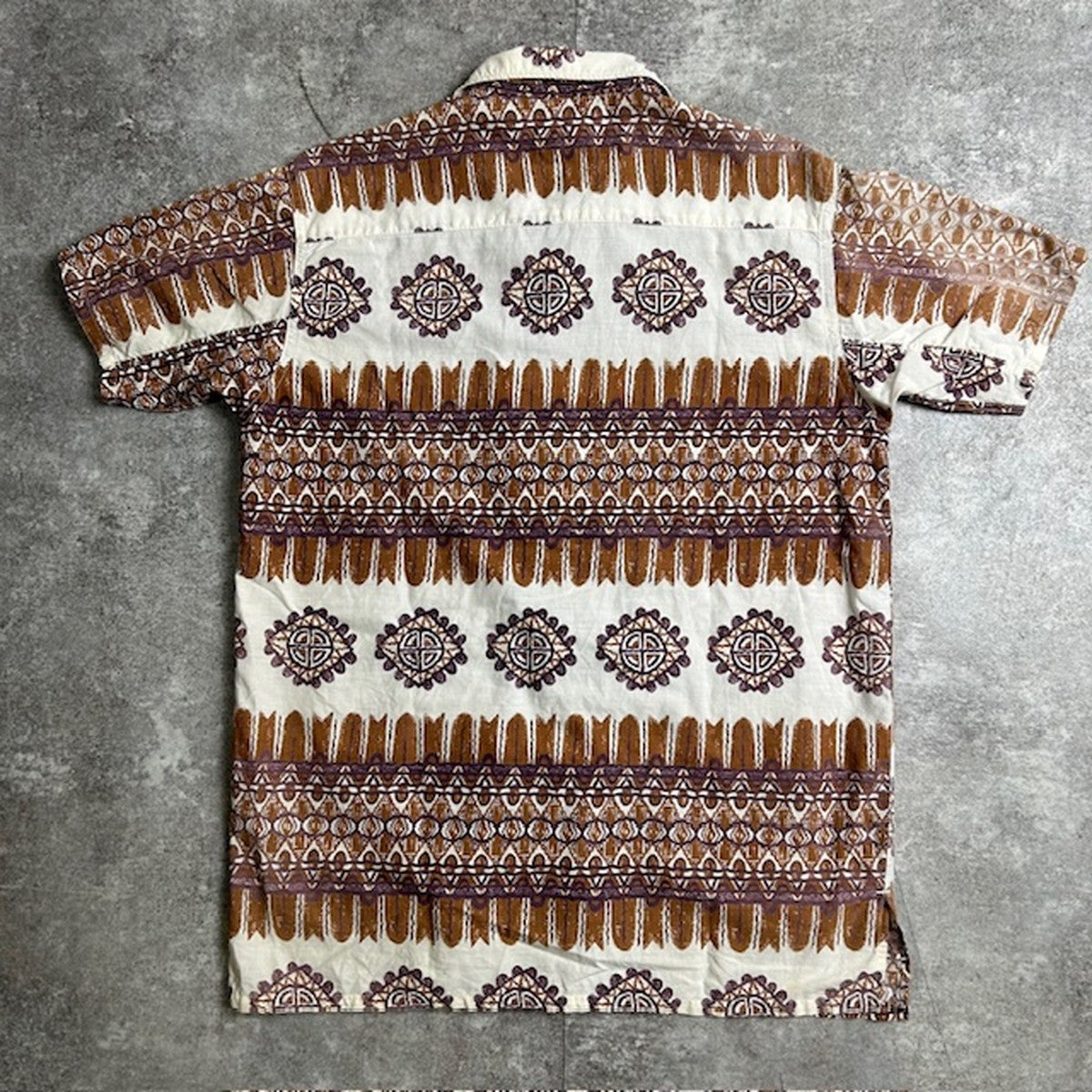 Arc De Triomphe 60s Vintage Pattern Open Collar Shirt Size M