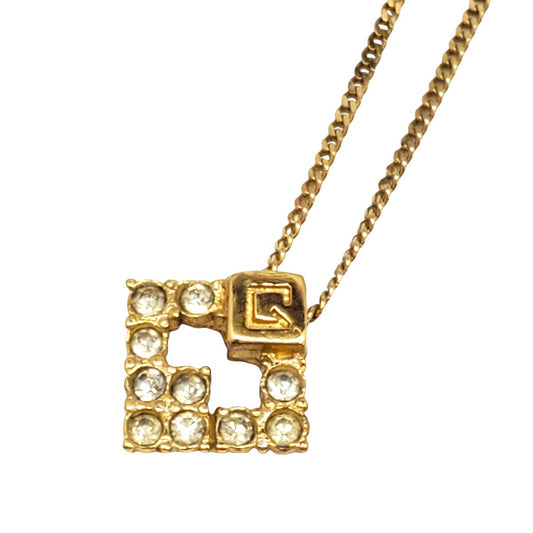 GIVENCHY Logo Rhinestone Plated Necklace