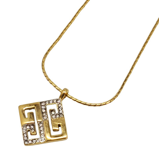 GIVENCHY Gold Rhinestone Necklace