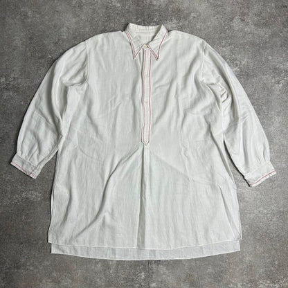 EURO VINTAGE 30s French Farmers Linen Shirt White Size XL