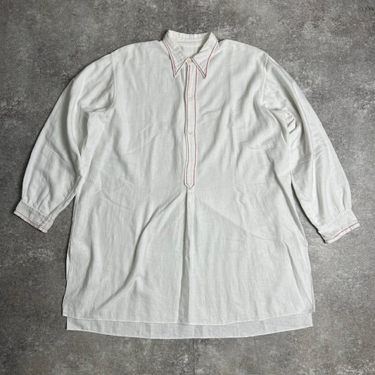 EURO VINTAGE 30s French Farmers Linen Shirt White Size XL