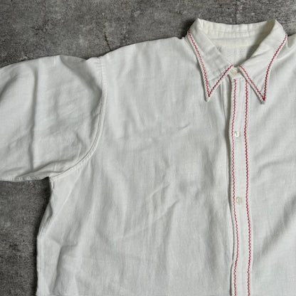 EURO VINTAGE 30s French Farmers Linen Shirt White Size XL