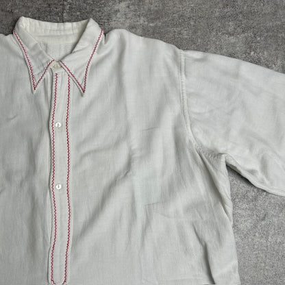 EURO VINTAGE 30s French Farmers Linen Shirt White Size XL