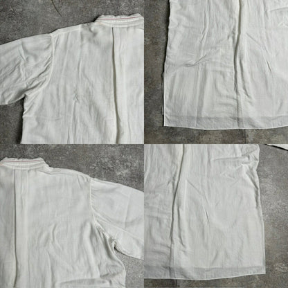 EURO VINTAGE 30s French Farmers Linen Shirt White Size XL
