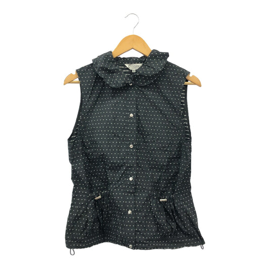LANVIN SPORT Round Collar Dot Vest Polyester Black Size 38