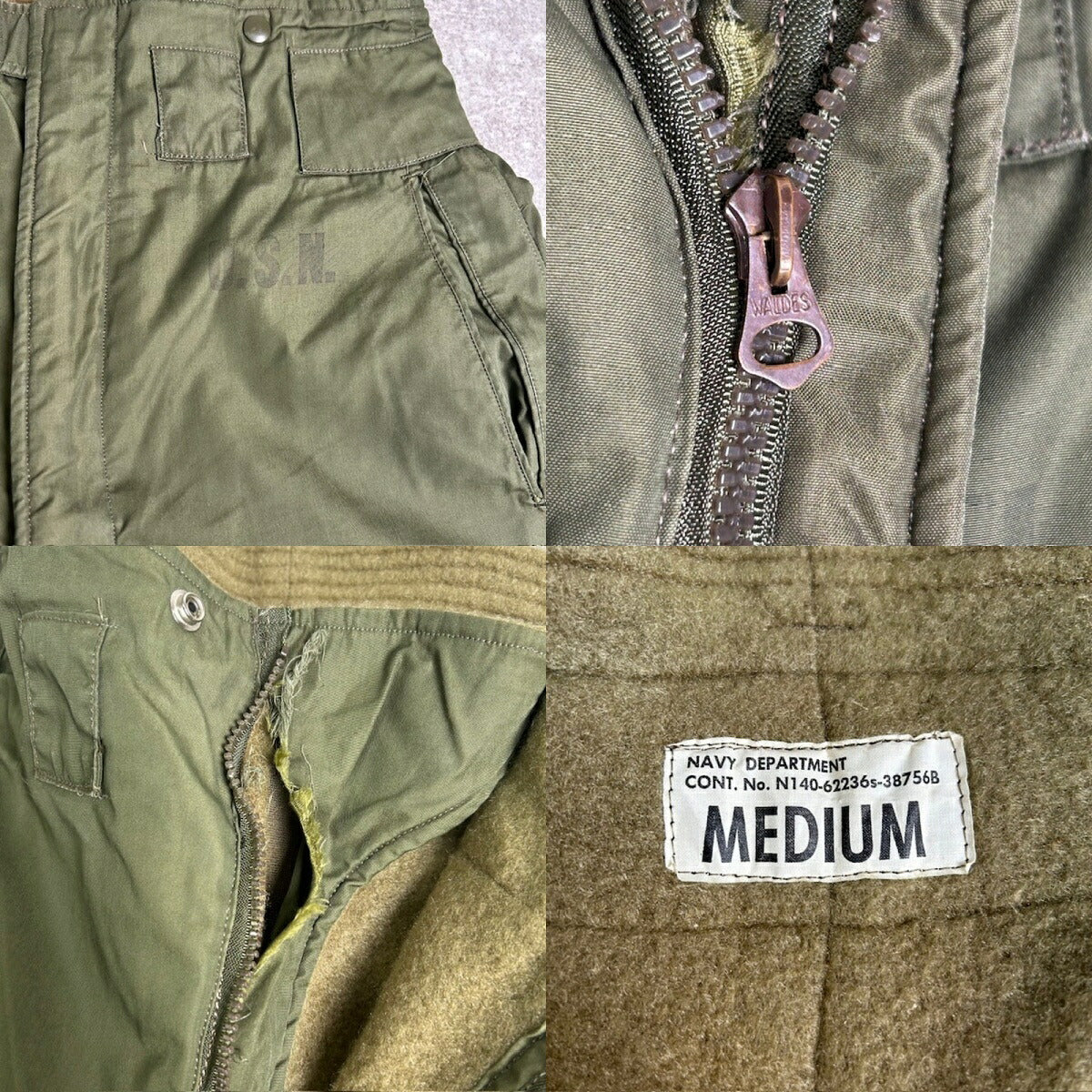 U.S.NAVY 40s Vintage Submarine Fleece Pants Green Size M