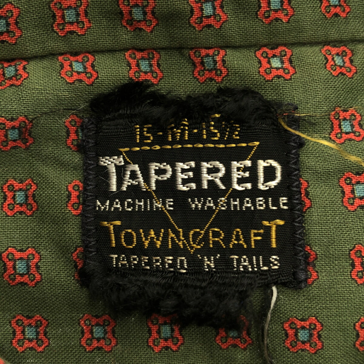 Towncraft 60s 3-Point BD Patterned Shirt Olive Size 15