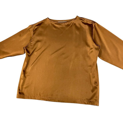 Y's WORK SHOP 80s Archive Polyester Satin Blouse Orange Free Size