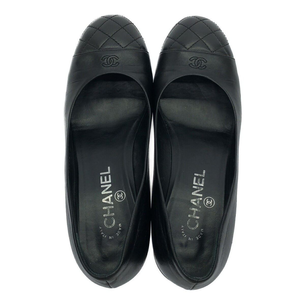 CHANEL Black Matelassé Leather Pearl Heel Pumps Size 38C