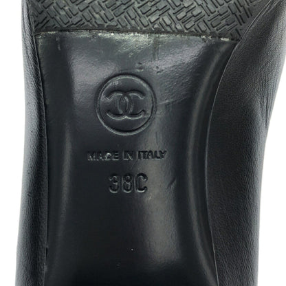 CHANEL Black Matelassé Leather Pearl Heel Pumps Size 38C