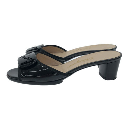 My Ferragamo Black Enamel Vara Sandals Size 6C