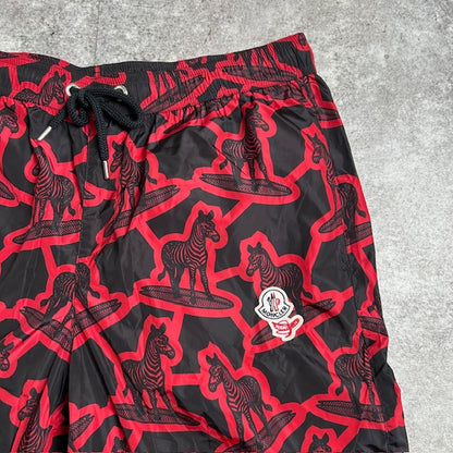 MONCLER Boxer Mare Swim Shorts Black Red Size M