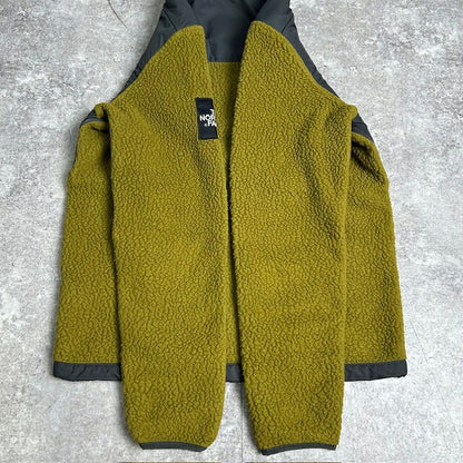 THE NORTH FACE Nylon Panel Boa Fleece Olive Green Jacket Size S
