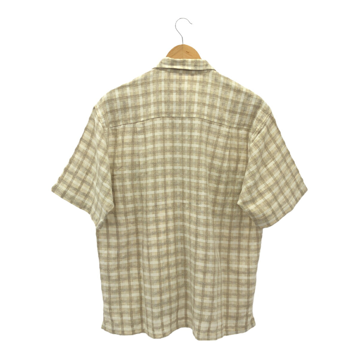 VINTAGE 50s 60s Cotton Open Collar Box Shirt Cream Size XL