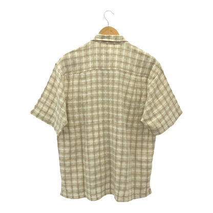 VINTAGE 50s 60s Cotton Open Collar Box Shirt Cream Size XL