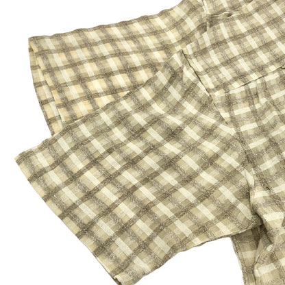 VINTAGE 50s 60s Cotton Open Collar Box Shirt Cream Size XL