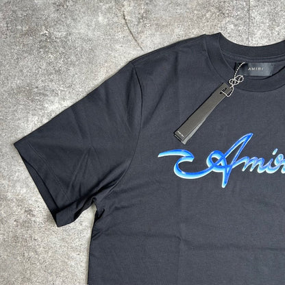 Amiri Wave Logo Cotton T-Shirt Black Made in Italy Size L