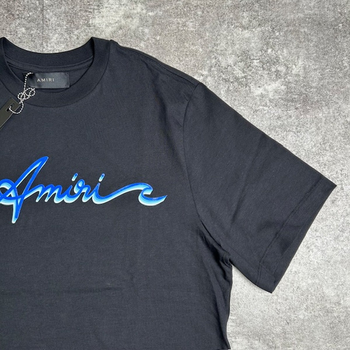 Amiri Wave Logo Cotton T-Shirt Black Made in Italy Size L