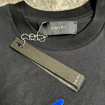 Amiri Wave Logo Cotton T-Shirt Black Made in Italy Size L
