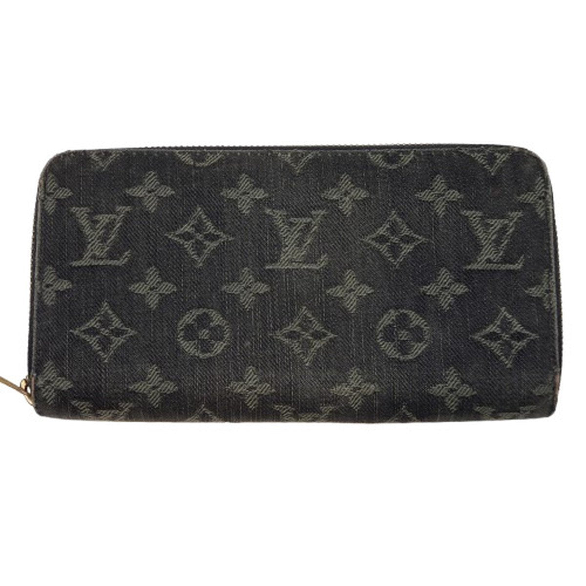 LOUIS VUITTON Monogram Denim Zippy Black Grey Wallet Size ONE SIZE