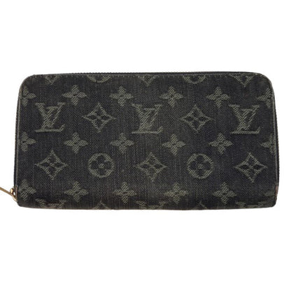 LOUIS VUITTON Monogram Denim Zippy Black Grey Wallet Size ONE SIZE
