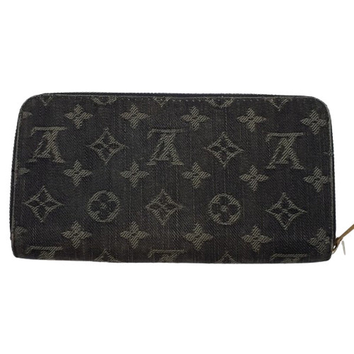 LOUIS VUITTON Monogram Denim Zippy Black Grey Wallet Size ONE SIZE