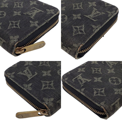 LOUIS VUITTON Monogram Denim Zippy Black Grey Wallet Size ONE SIZE