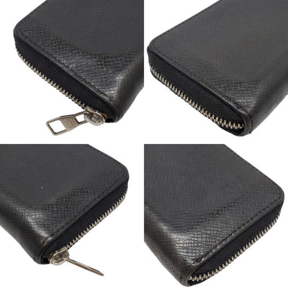 LOUIS VUITTON Taiga Leather Zippy Purse Black Size ONE SIZE