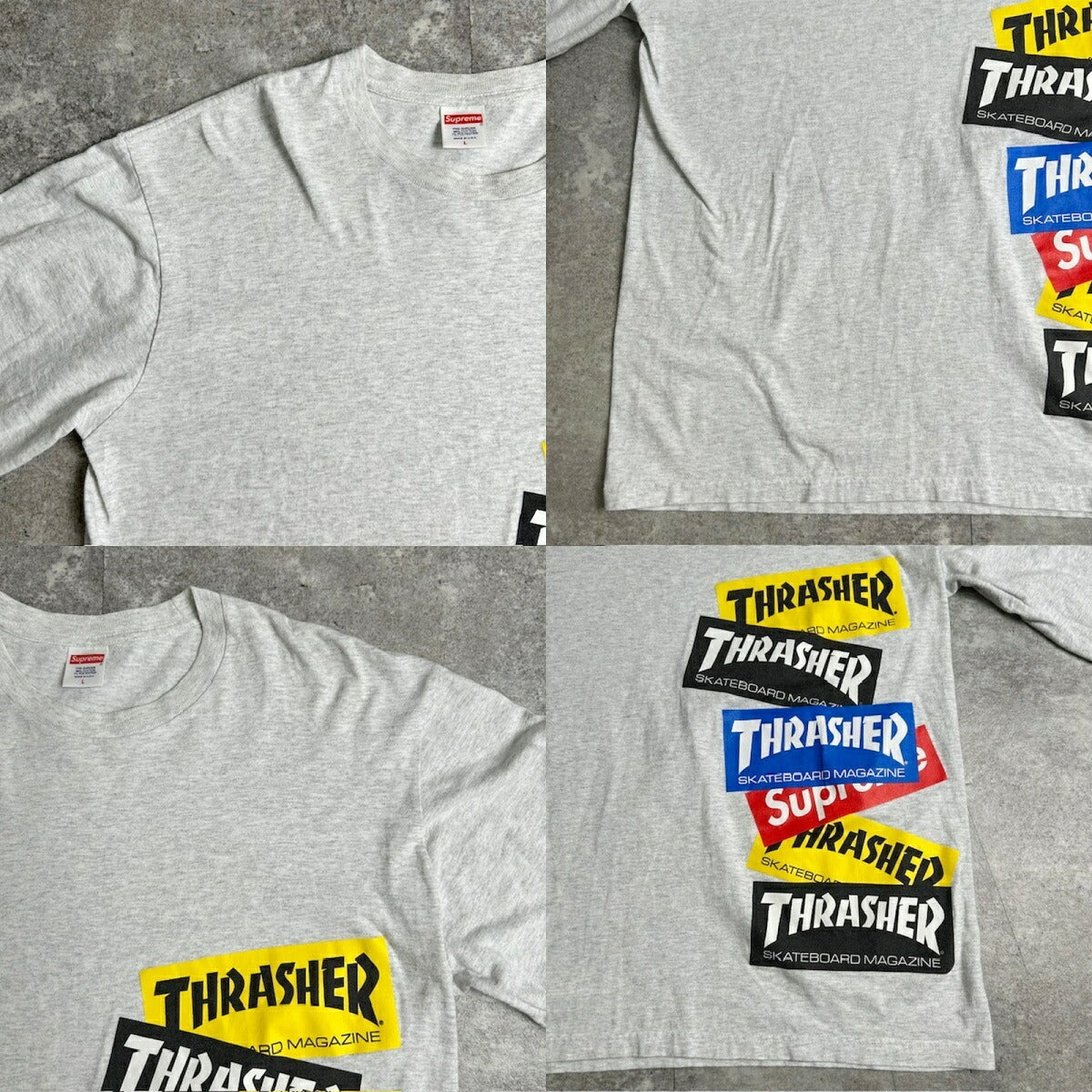 Supreme 21FW Thrasher Multi Logo Long Sleeve Tee Collab Multi Size L