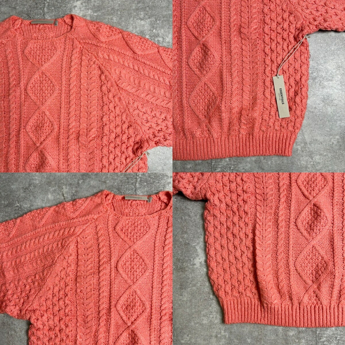 Fear of God ESSENTIALS Pink Cable Knit Sweater Size L