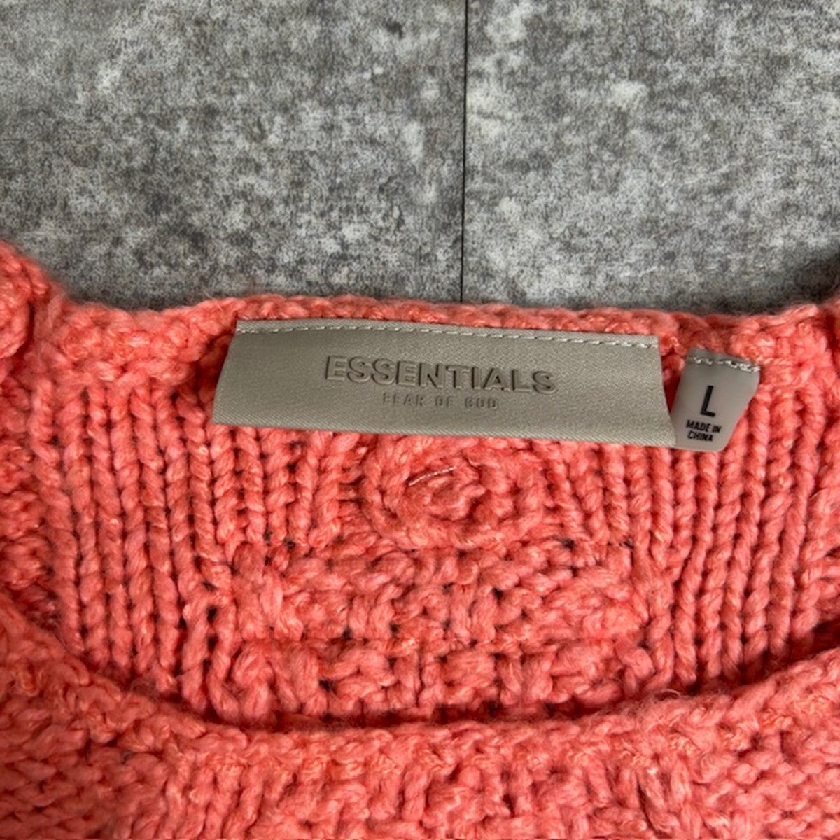 Fear of God ESSENTIALS Pink Cable Knit Sweater Size L
