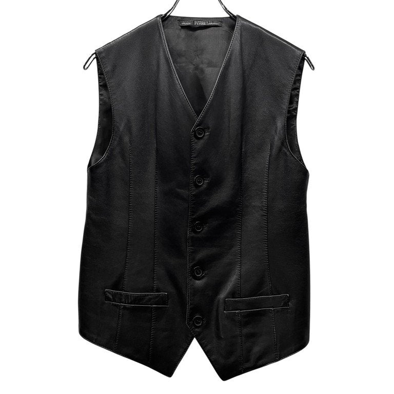 GIANFRANCO FERRE 90s Nappa Leather 5B Vest Black Size XS