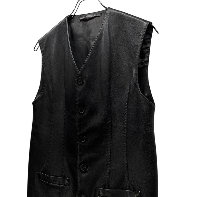 GIANFRANCO FERRE 90s Nappa Leather 5B Vest Black Size XS