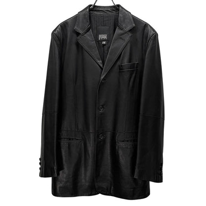 GIANFRANCO FERRE 90s Leather 3-Button Blazer Black Size 44R