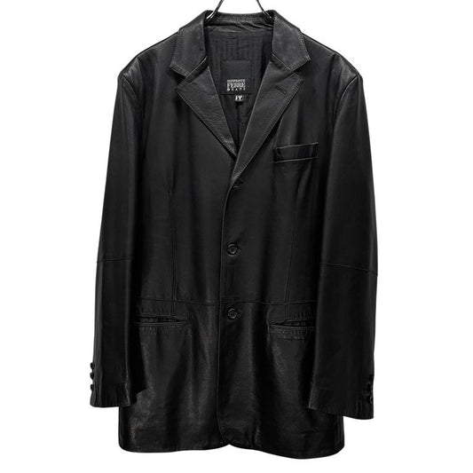 GIANFRANCO FERRE 90s Leather 3-Button Blazer Black Size 44R
