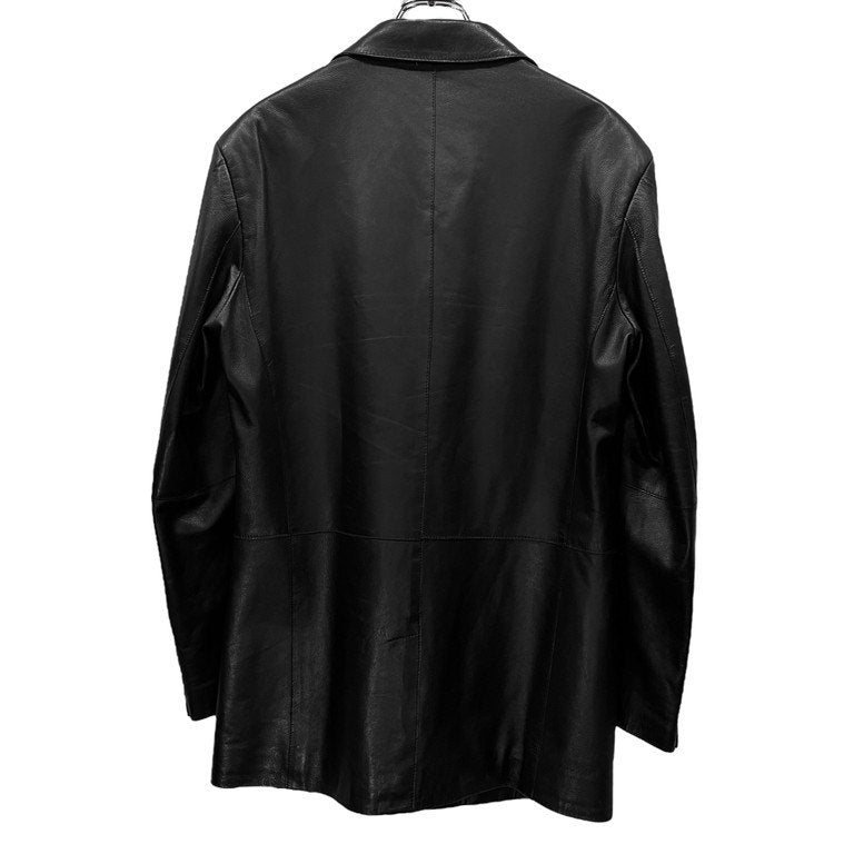 GIANFRANCO FERRE 90s Leather 3-Button Blazer Black Size 44R