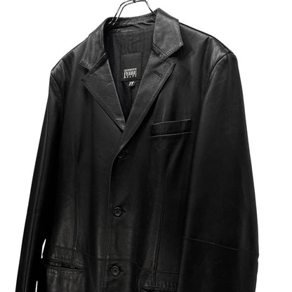 GIANFRANCO FERRE 90s Leather 3-Button Blazer Black Size 44R
