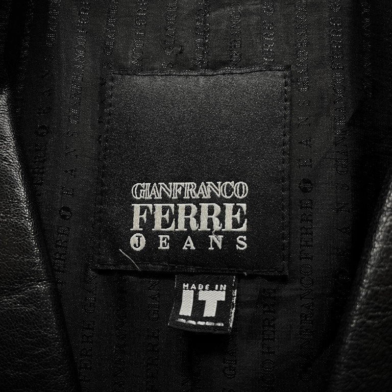 GIANFRANCO FERRE 90s Leather 3-Button Blazer Black Size 44R