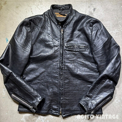 HARLEY DAVIDSON 60s Black Leather Rider Jacket Size 40