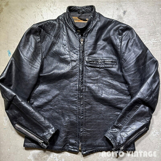 HARLEY DAVIDSON 60s Black Leather Rider Jacket Size 40