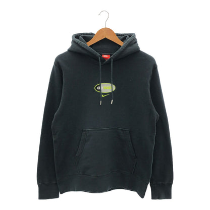 NIKE Air Max Logo Embroidered Pullover Hoodie Black Size L