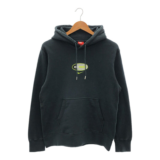NIKE Air Max Logo Embroidered Pullover Hoodie Black Size L