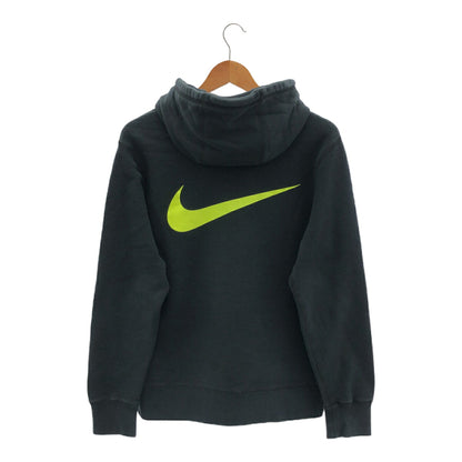 NIKE Air Max Logo Embroidered Pullover Hoodie Black Size L
