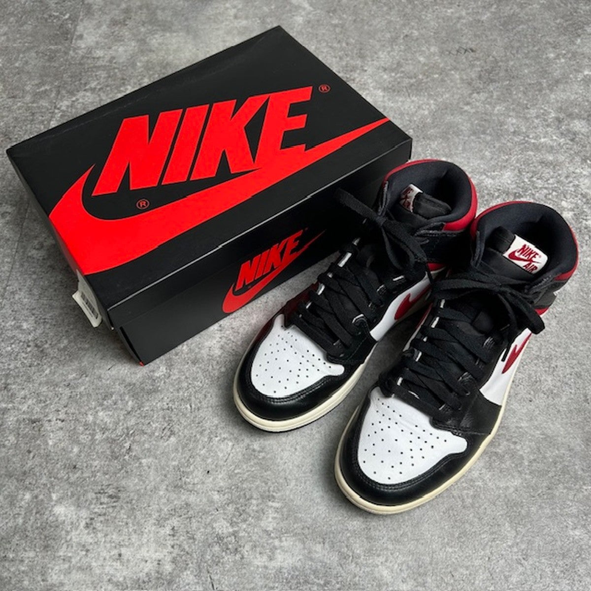 Nike Air Jordan 1 Retro High Black Toe Sneakers Size 27cm