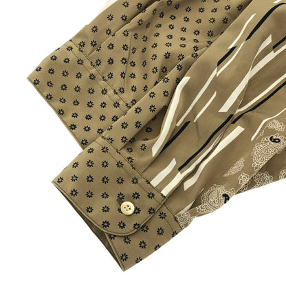 Painter Shirt Multi Pattern Striped Cloth Shirt Beige Size S