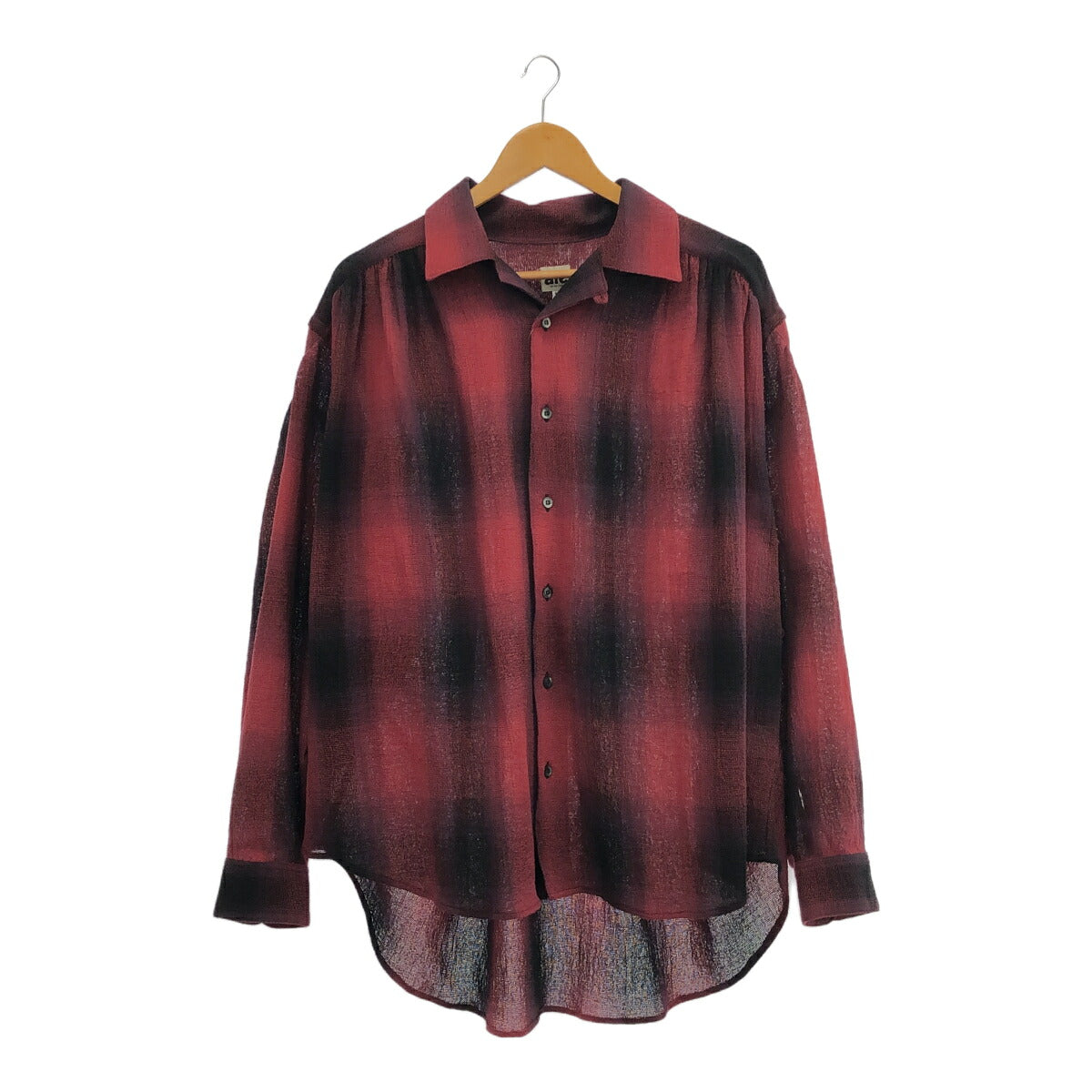AiE 23AW Ombre Plaid Cotton Painter Shirt Red Size M
