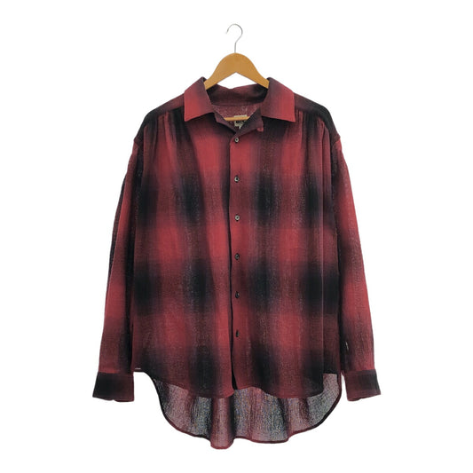 AiE 23AW Ombre Plaid Cotton Painter Shirt Red Size M
