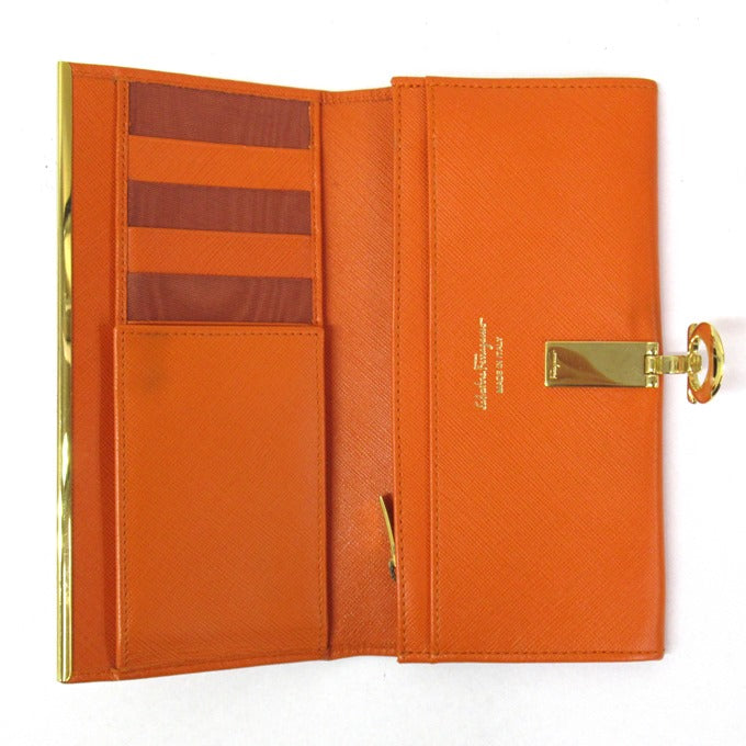 Salvatore Ferragamo Gancini Wallet Orange Size ONE SIZE