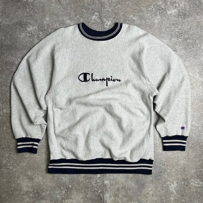 Champion Reverse Weave 90s Script Sweatshirt Gray Size XL