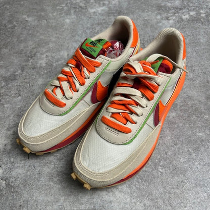 NIKE CLOT x sacai LD Waffle Orange Blaze Sneakers Size 26cm